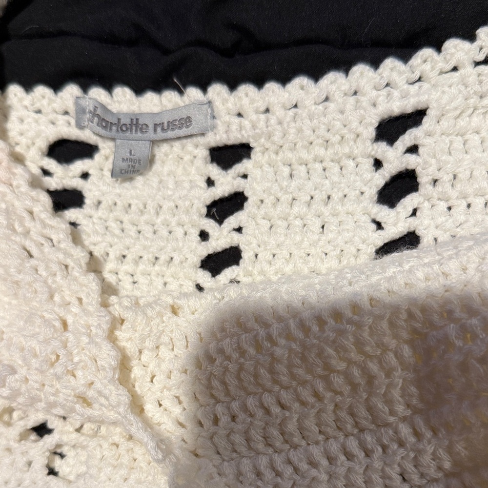 Crochet White/cream colored One-Piece body suit Sz.L - Picture 6 of 15